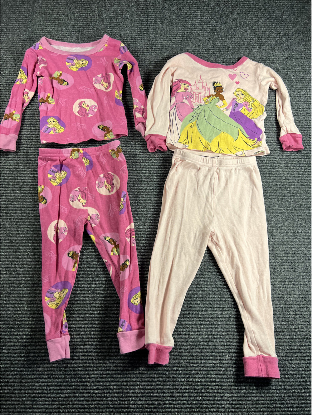 Disney Princess Girls 2-Pack 100% Cotton Pajama Sets Size 3T, Pink